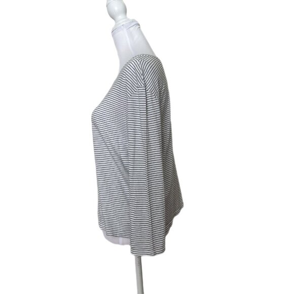 VINCE. Black & White Light Weight Striped Cotton Nautical Crew Neck Top Sm - Picture 4 of 5